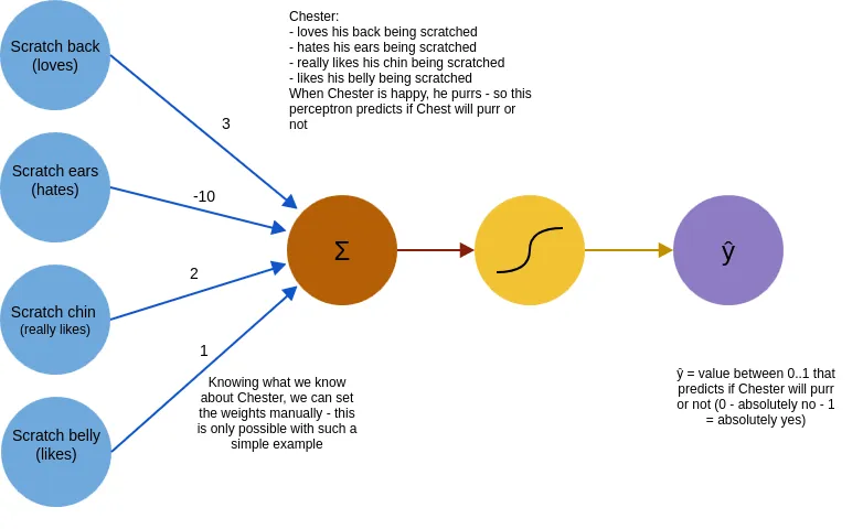 Figure 3 — A neuron for predicting if Chester the cat will purr